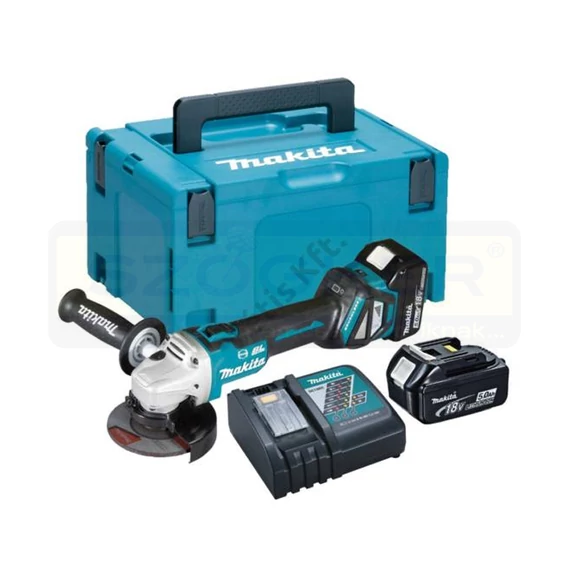 MAKITA DGA513RTJ SAROKCSISZOLÓ AKKUMULÁTOROS 18V 125mm 2DB 5Ah AKKUVAL