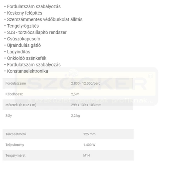 MAKITA 9565CVR SAROKCSISZOLÓ MAKITA 9565CVR D125 1400w fordszab.