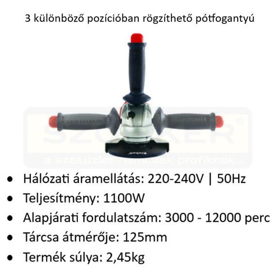 SAROKCSISZOLÓ 1100W D125 TE-AG 125 CE * FORD.03-12000/p EINHELL 4430860