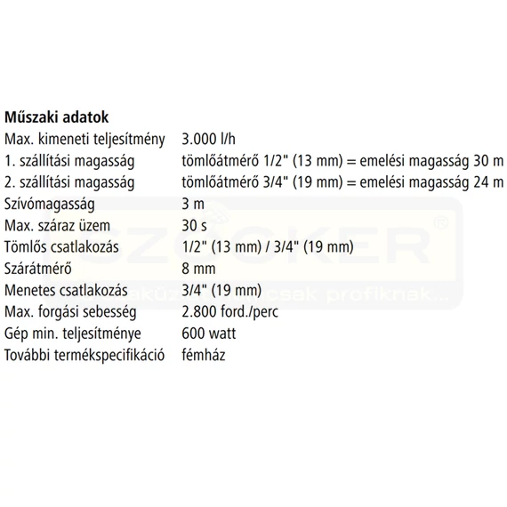 WOLFCRAFT 2200000 SZIVATTYÚ FÉMHÁZAS FÚRÓGÉPPEL HAJTHATÓ