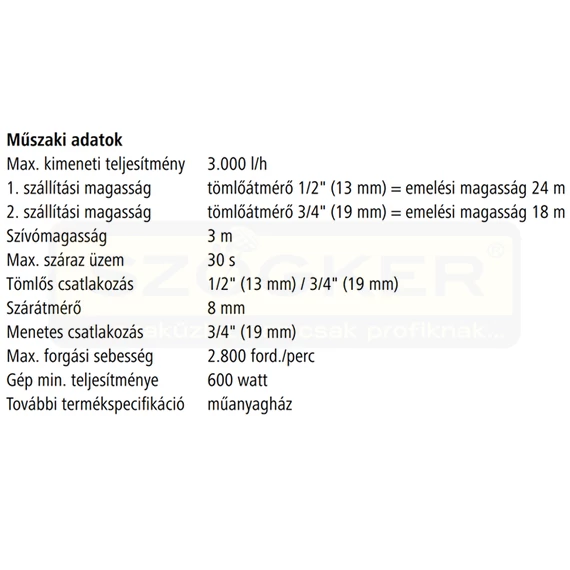 WOLFCRAFT 2207000 SZIVATTYÚ MŰANYAGHÁZAS FÚRÓGÉPPEL HAJTHATÓ