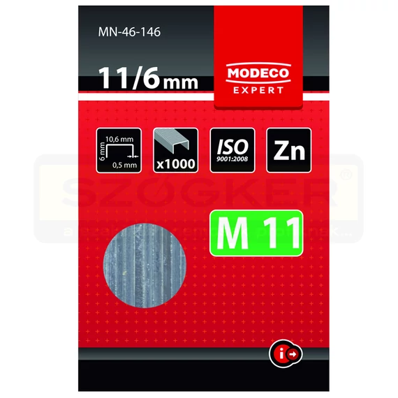 MODECO 46146 TŰZŐKAPOCS M11 6*10,5mm 1000DB/CSOMAG 1,3mm VASTAG