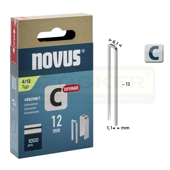 TŰZŐKAPOCS C 12*6.1mm 1000DB/CSOMAG 1.1mm VASTAG NOVUS 042-0800 4/12