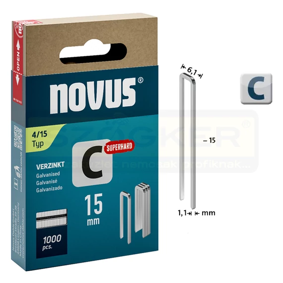 TŰZŐKAPOCS C 15*6,1mm 1000DB/CSOMAG 1,1mm VASTAG NOVUS 042-0801 4/15