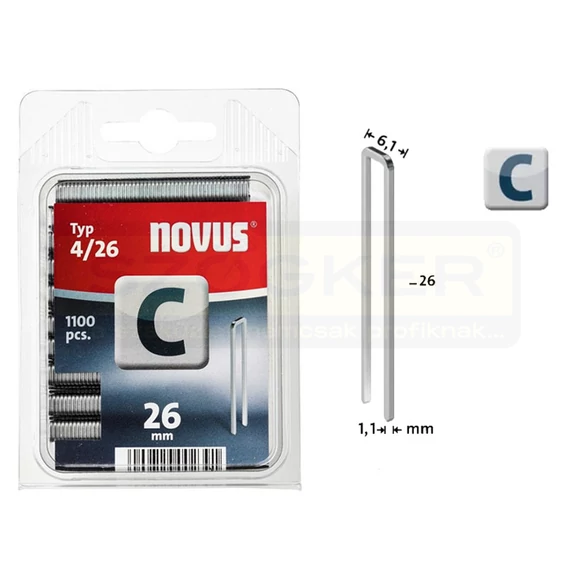 TŰZŐKAPOCS C 26*6,1mm 1100DB/CSOMAG 1,1mm VASTAG NOVUS 042-0393 4/26
