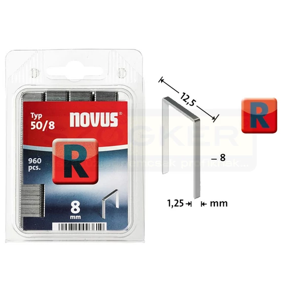 TŰZŐKAPOCS R 8*12,5mm 960DB/CSOMAG 1,25mm VASTAG NOVUS 042-0466 50/8