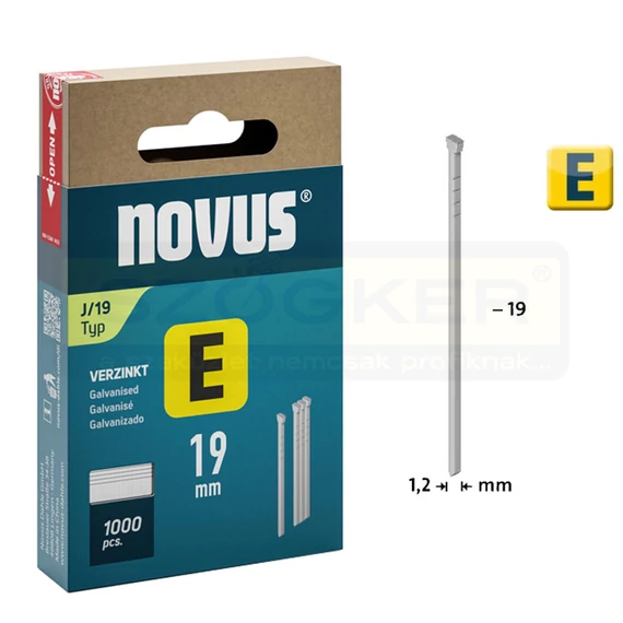 TŰZŐSZEG E 19mm 1000DB/CSOMAG 1.2mm VASTAG NOVUS 044-0090 J/19