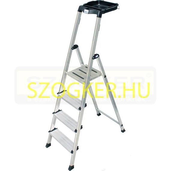HÁZTARTÁSI LÉTRA 4 FOKOS ALU FEKETE LÁBBAL, SZERSZ.TÁR. IMPORT