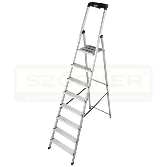 HÁZTARTÁSI LÉTRA 8 FOKOS MŰANYAG SZERSZÁMTARTÓVAL ALU IMPORT