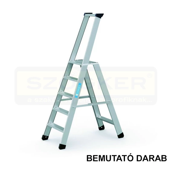 ZARGES 40335B BEMUTATÓ DARAB LÉPCSŐS LÉTRA 5 FOKOS Z500 ALU SZERSZÁMTARTÓVAL