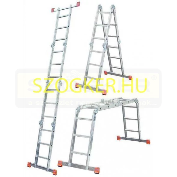 TÖBBFUNKCI.CSUKLÓLÉTRA 4*3 FOK MULTIMATIC SZÉLES L.KÖNNY.ALU IMPORT