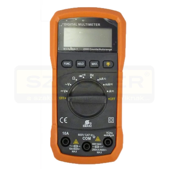 DIGITÁLIS MULTIMÉTER SMA 92 HOME 600V-10A-20kHz-20MOhm SOMOGYI M 92A