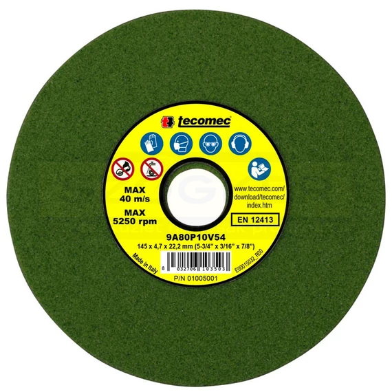 FŰRÉSZÉLEZŐ KORONG D145*22*4.7 ZÖLD TECOMEC S-01005001