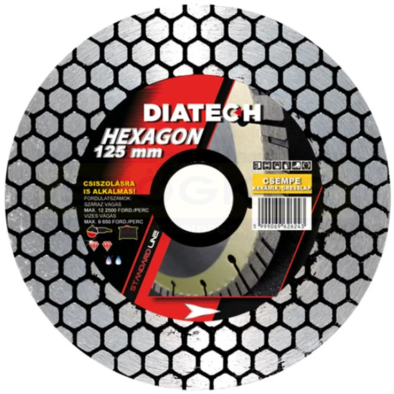 DIATECH HCSVK-125 VÁGÓ-CSISZOLÓTÁNYÉR D125mm HEXAGON