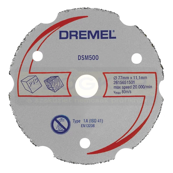 DREMEL 2615S500JB FÉM ÉS MŰANYAG VÁGÓTÁRCSA DSM500 01DB/CSOMAG D77mm