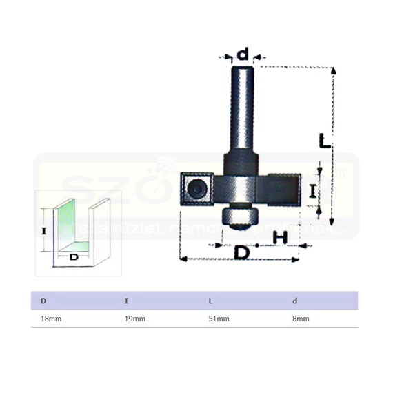 FELSŐMARÓ NÚT D18/19 D08mm SZÁR TÖMÖR VÍDIA MASSIVETOOLS 001803A