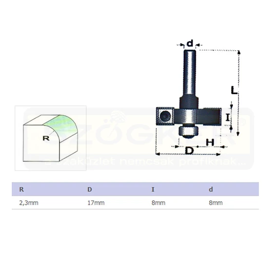 FELSŐMARÓ STÁB D2,3 D08mm SZÁR HSS FAIPARI MASSIVETOOLS 621733