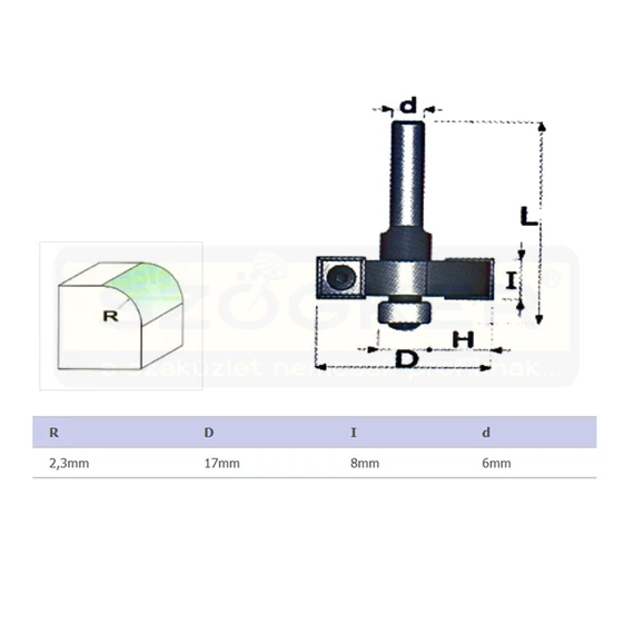 FELSŐMARÓ STÁB D2,3 D06mm SZÁR HSS FAIPARI MASSIVETOOLS 621736
