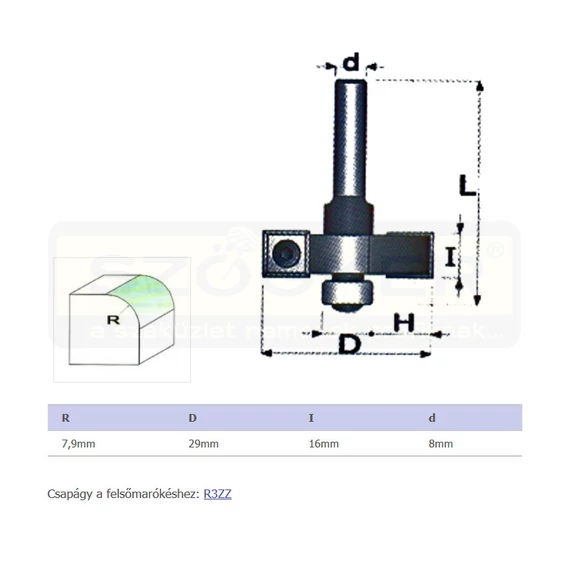 FELSŐMARÓ STÁB D7,9 D08mm SZÁR HSS FAIPARI MASSIVETOOLS 622863