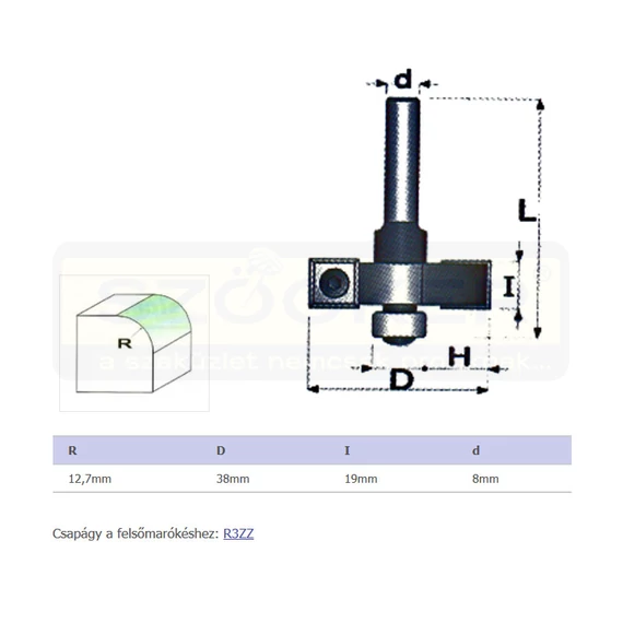 FELSŐMARÓ STÁB D12,7 D08mm SZÁR HSS FAIPARI MASSIVETOOLS 623813