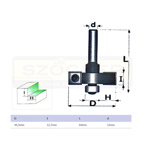 FELSŐMARÓ FALC D44,5 D12mm SZÁR HSS FAIPARI MASSIVETOOLS 704454