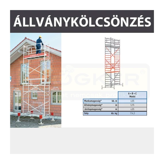 ZARGES KÖLCSÖNZÉS ÁLLVÁNY ABC ELEM KAUCIÓ: 220.000,- FT