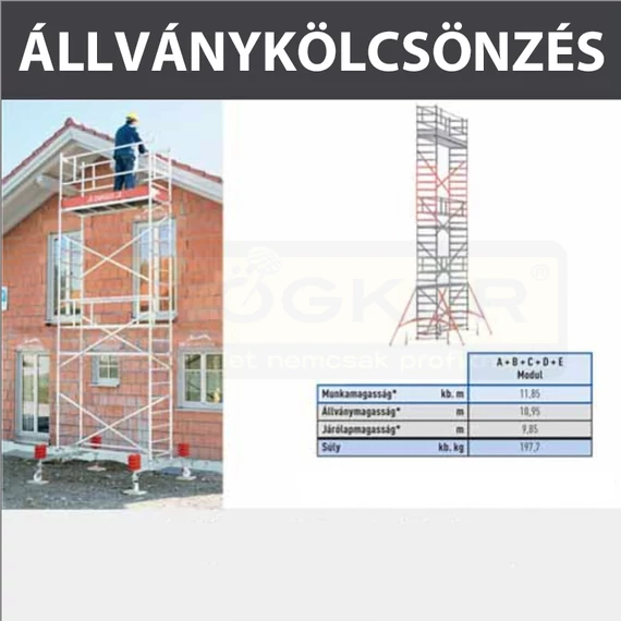 ZARGES KÖLCSÖNZÉS ÁLLVÁNY ABCDE ELEM,KAUCIÓ: 300.000,-FT