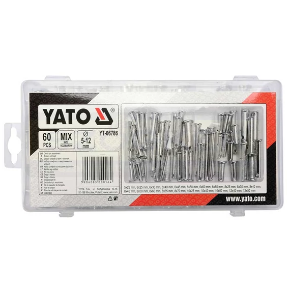 YATO 06786 FEJES CSAPSZEG KÉSZLET 60DB 5-12mm
