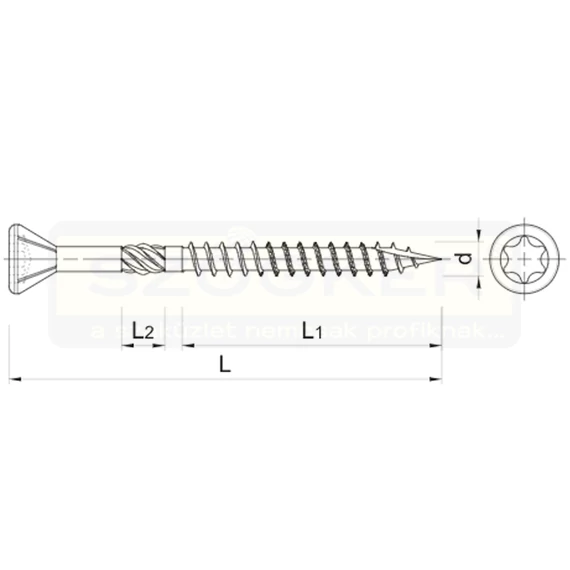 PADLÓ-TERASZCSAV.ÖNM-HEGYESVÉG D5.0*100LFTX C1 INOX(A2-NATÚR) RAWL R-DSX-5100-A2