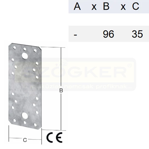 ÖSSZEKÖTŐLEMEZ HG. 096*035/2,5 SARKÍTOTT ÉLLEL VORMANN 70900  LP-310