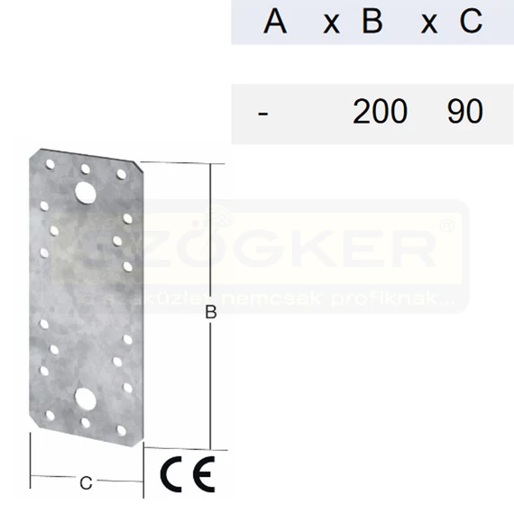 ÖSSZEKÖTŐLEMEZ HG. 200*090/3.0 SARKÍTOTT ÉLLEL VORMANN 70907