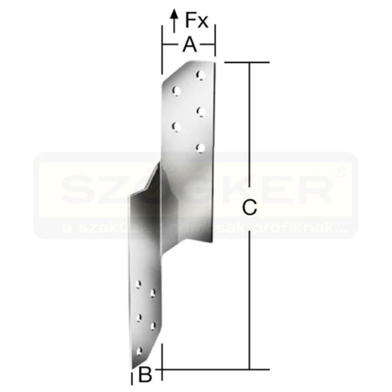 RÖGZÍTŐLEMEZ GERENDÁHOZ HG. 033*033*210/2.0 STANDARD BAL IMPORT