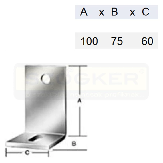 RÖGZÍTŐLEMEZ L ERŐSÍTETT HG. 100*075*060/6.0 VORMANN 71198
