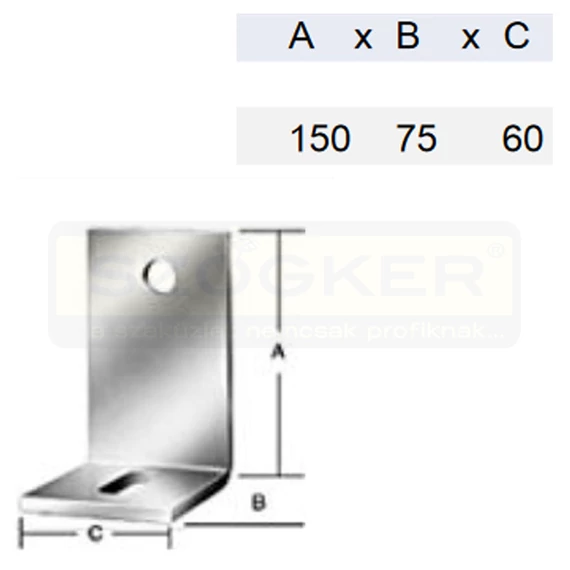 RÖGZÍTŐLEMEZ L ERŐSÍTETT HG. 150*075*060/8.0 VORMANN 71199