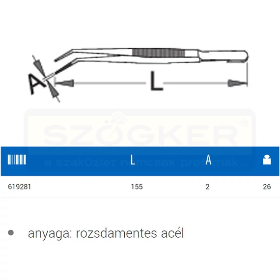 UNIOR 619281 MŰSZERCSIPESZ 155*2 1343 HAJLÍTOTT LAPOS