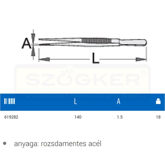 UNIOR 619282 MŰSZERCSIPESZ 140*1,5 1344 EGYENES LAPOS