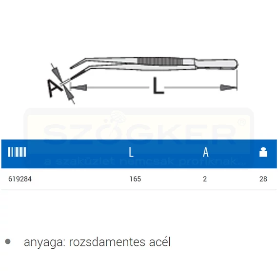 UNIOR 619284 MŰSZERCSIPESZ 165*2 1346 HEGYES HAJLÍTOTT