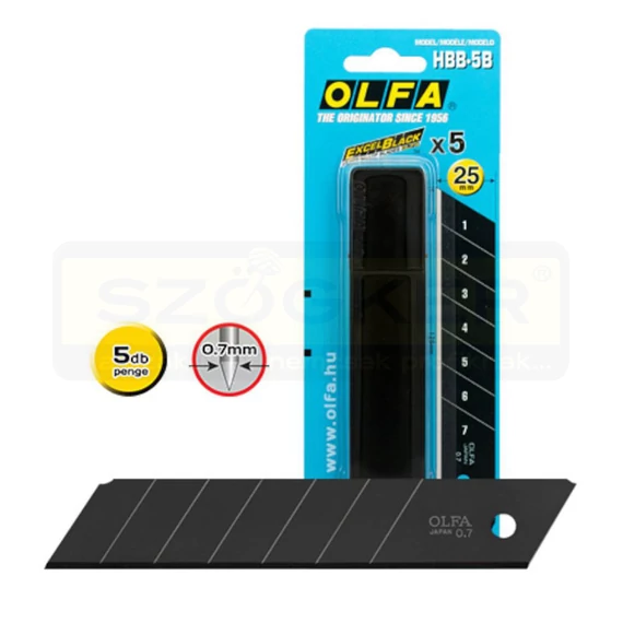 OLFA HBB-5B DEKORPENGE TÖRHETŐ 25mm 05DB/CS. FEKETE-BLACK