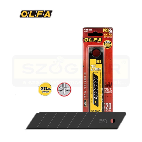 OLFA HBB-20B DEKORPENGE TÖRHETŐ 25mm 20DB/CS. FEKETE-BLACK