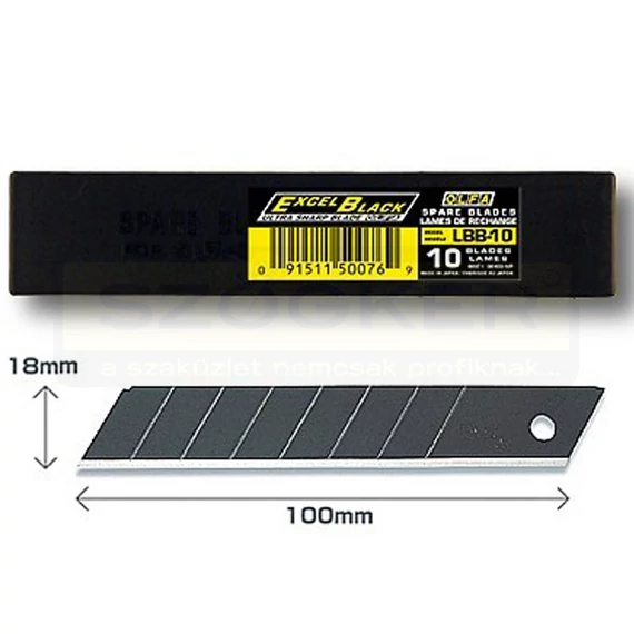 OLFA LBB-10 DEKORPENGE TÖRHETŐ 18mm 10DB/CS. FEKETE-BLACK