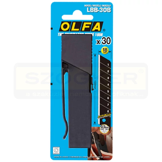 OLFA LBB-30 DEKORPENGE TÖRHETŐ 18mm 30DB/CS. FEKETE-BLACK