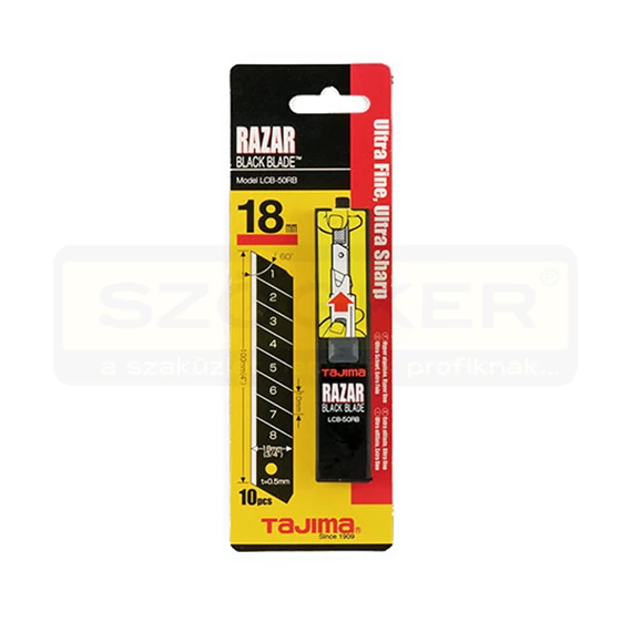 DEKORPENGE TÖRHETŐ 18mm 10DB/CSOMAG RAZAR BLACK TAJIMA LCB50-RB