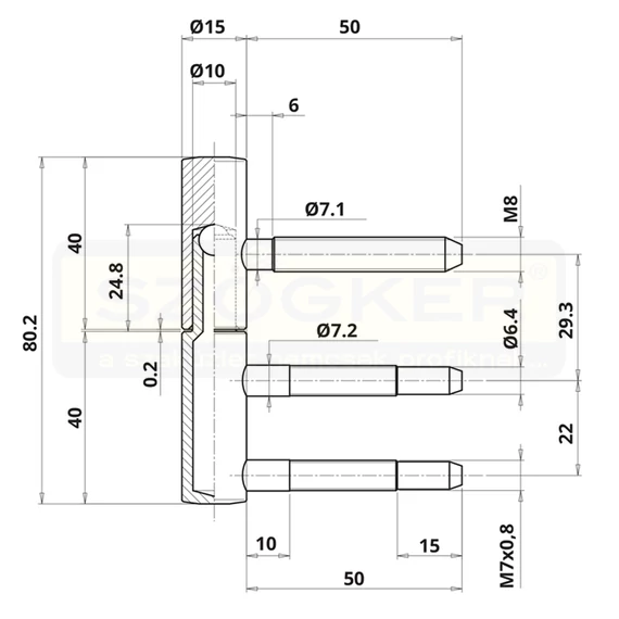 PIPAPÁNT AJTÓHOZ 1+2PONTOS D15 TÁSKÁS CSAVAROZHATÓ NIKKEL. OTLAV 100/15