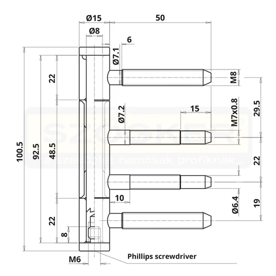 PIPAPÁNT AJTÓHOZ 2+2PONTOS D15 HÁROMRÉSZES MŰANYAG TÁSKÁS OTLAV 335/15 CI335150N021