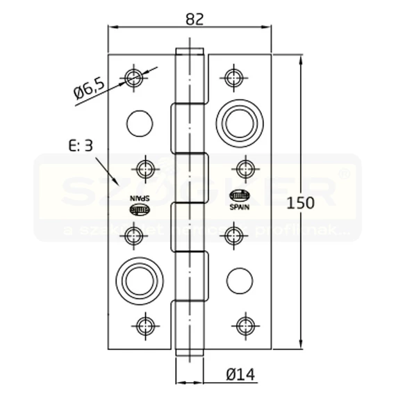 AMIG 565/3272 AJTÓZSANÉR SIMA 150*82*3mm REZEZETT LEEMELÉS GÁTLÓVAL