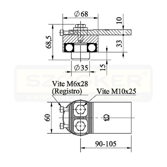COMBI 345R.M KAPUFORGÁSPONT FELSŐ HG.D50 HEGESZTHETŐ, ÁLLÍTHATÓ