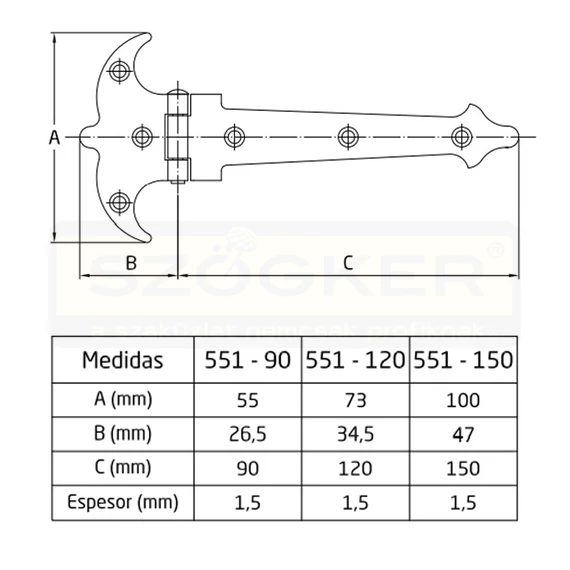 AMIG 551/6128-10668 LÁDAPÁNT DÍSZES 120*73*1,5mm FEKETE KOVÁCSOLT VAS JELLEGŰ