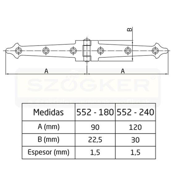 AMIG 552/12626 LÁDAPÁNT DÍSZES 180*22,5*1,5mm FEKETE KOVÁCSOLT VAS JELLEGŰ