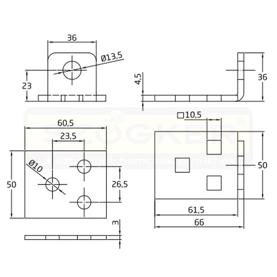 AMIG 3/12320 - MHA 250 LAKATPÁNT EDZETT 60mm HG. U ALAKÚ CSAVAROKKAL EGYÜTT