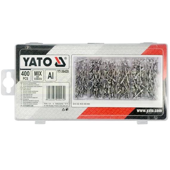 YATO 36420 HÚZÓSZEGECS KÉSZLET 400 DB-OS 2,4-4,8mm
